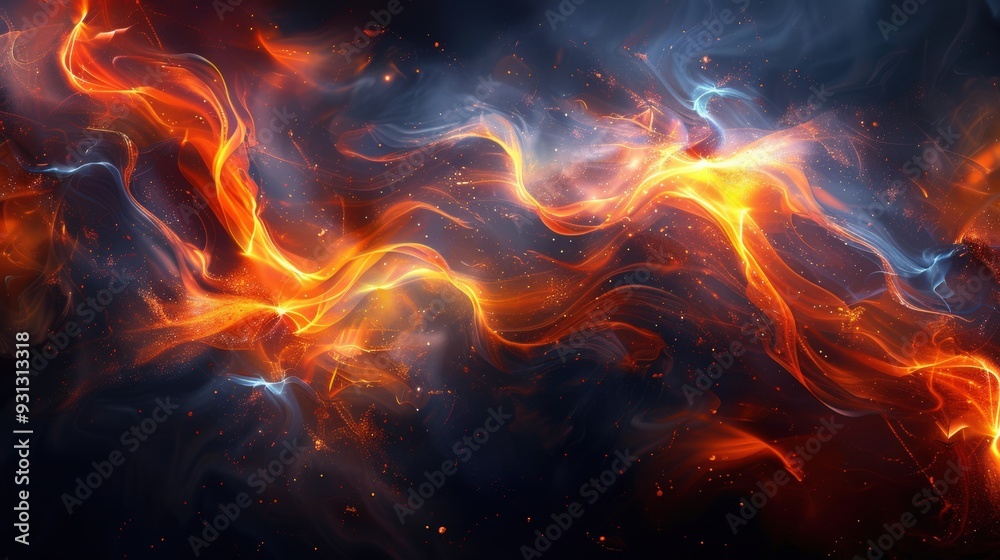 Craft a high-resolution abstract design with fiery swirls on a dark backdrop. Focus on creating dramatic and vibrant patterns with sufficient copy space Craft a high-resolution abstract design with fiery swirls on a dark backdrop. Focus on creating dramatic and vibrant patterns with sufficient copy space