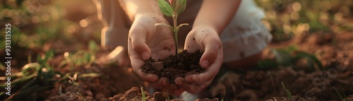 Child Planting Sapling on O...