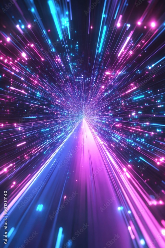 Long tunnel with blue and pink lights Long tunnel with blue and pink lights