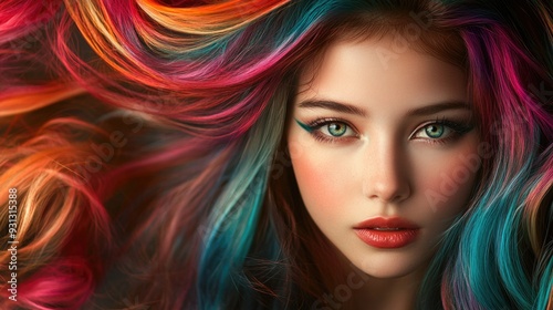 Woman with colorful hair