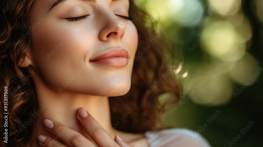 Serene Woman Enjoying Nature with Gentle Touch