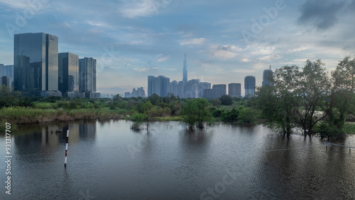 May 12, 2024: Panorama of District 1, Ho Chi Minh City in the early morning