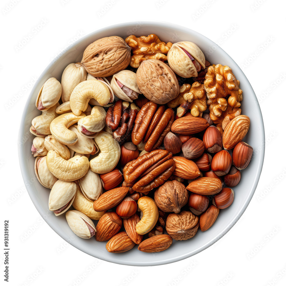 Top View of Various Nuts Including Peanuts Pistachios Isolated on Transparent or White Background, PNG Top View of Various Nuts Including Peanuts Pistachios Isolated on Transparent or White Background, PNG