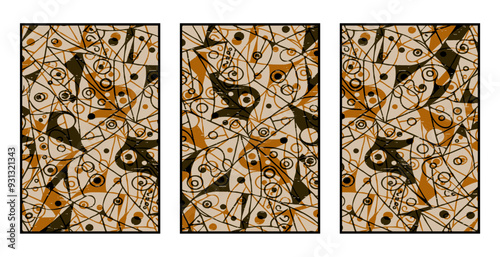 Set of 3 Abstract pattern. Illustration for printing on wall decorations. For use in graphics.