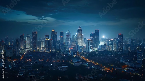 jakarta city skyline at night