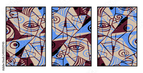 Set of 3 Abstract pattern. Illustration for printing on wall decorations. For use in graphics.