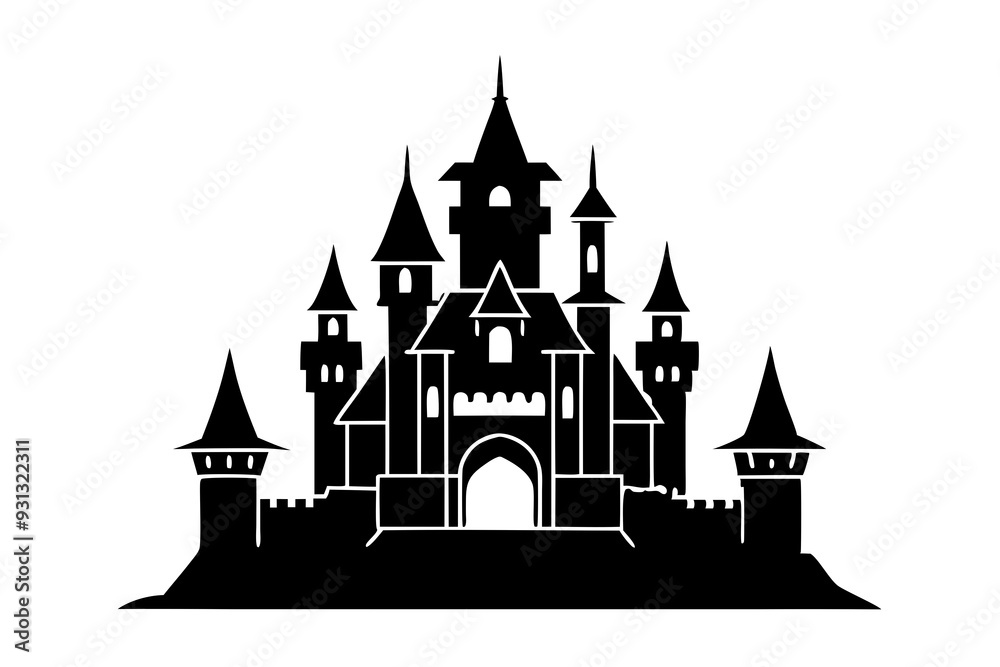 Fototapeta premium Castle icon vector, Castle silhouette sign collection 