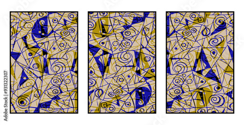 Set of 3 Abstract pattern. Illustration for printing on wall decorations. For use in graphics.