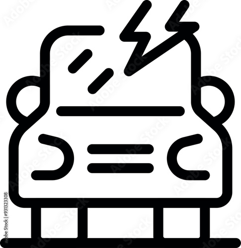 Simple icon of an electric car is being charged, symbolizing the transition to sustainable transportation