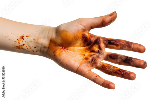 Dirty hands isolated on transparent background PNG photo