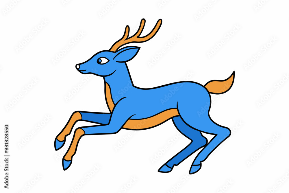 Fototapeta premium Minimalistic leaping deer vector art illustration