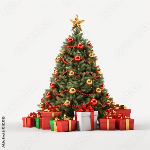 Decorative Christmas Tree isolated on white background