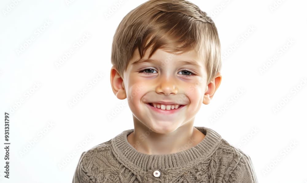 Portrait of a smiling little boy isolated on a white background. Portrait of a smiling little boy isolated on a white background.