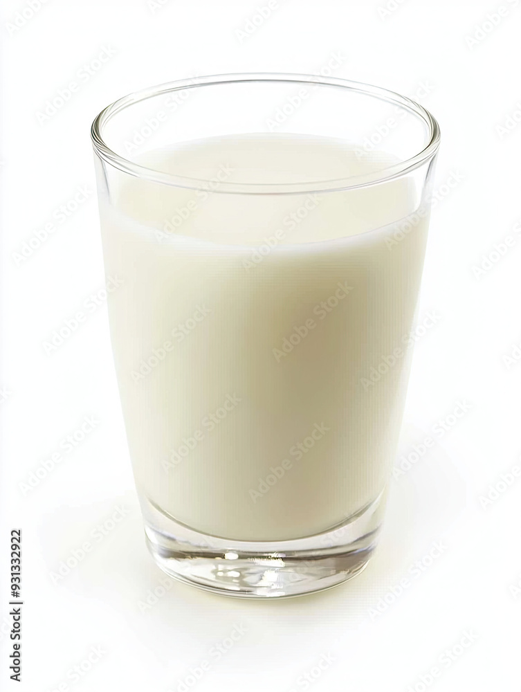 Fresh Milk in a Transparent Glass Isolated on a White Background, Pure and Creamy Liquid, Refreshing Beverage, Close-Up of Milk Glass with Smooth Surface and Clarity Fresh Milk in a Transparent Glass Isolated on a White Background, Pure and Creamy Liquid, Refreshing Beverage, Close-Up of Milk Glass with Smooth Surface and Clarity