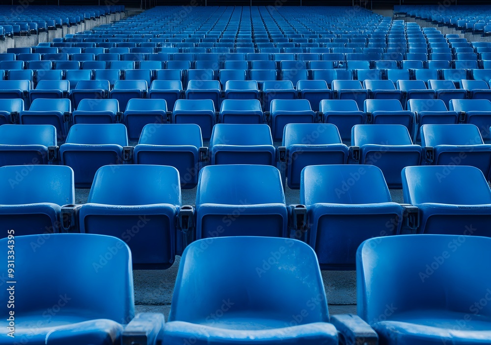 blue seats in the stands of an empty stadium, stock photo, high resolution, super detailed blue seats in the stands of an empty stadium, stock photo, high resolution, super detailed