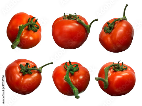 set of tomatoes isolated on a white background