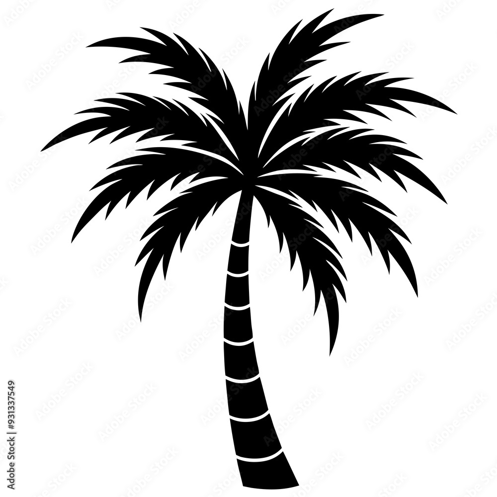 Obraz premium Palm tree silhouette vector art illustration