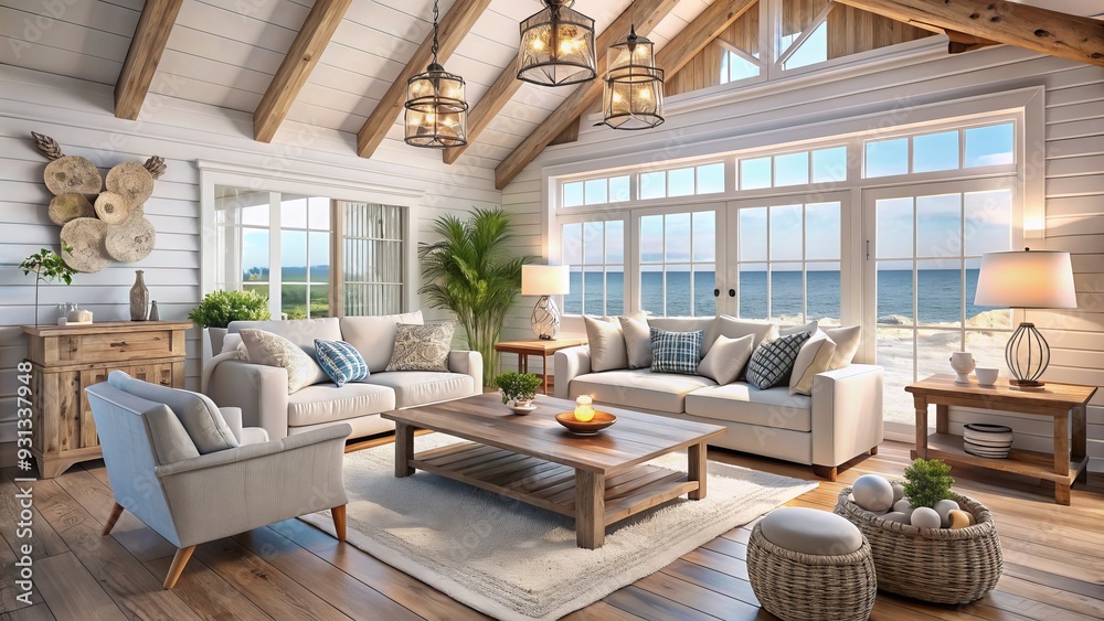 Whitewashed wood and driftwood accents breathe serenity into this coastal cottage, where airy spaces and abundant natural light create a sense of effortless calm. Whitewashed wood and driftwood accents breathe serenity into this coastal cottage, where airy spaces and abundant natural light create a sense of effortless calm.