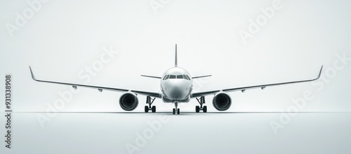 Airplane Front View on White Background