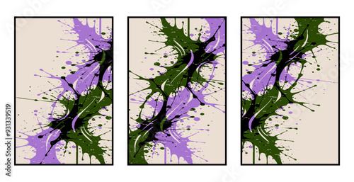 Set of 3 Abstract pattern. Illustration for printing on wall decorations. For use in graphics.