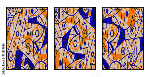 Set of 3 Abstract pattern. Illustration for printing on wall decorations. For use in graphics.