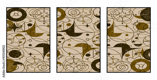 Set of 3 Abstract pattern. Illustration for printing on wall decorations. For use in graphics.