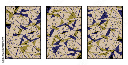 Set of 3 Abstract pattern. Illustration for printing on wall decorations. For use in graphics.
