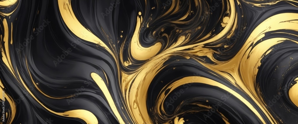 liquid swirls in beautiful Black colors with gold powder luxurious oil paint background liquid swirls in beautiful Black colors with gold powder luxurious oil paint background