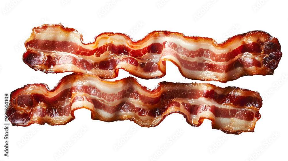 Slices of bacon isolated on white background Slices of bacon isolated on white background