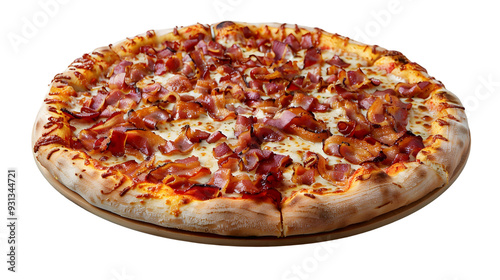 Pizza with bacon isolated on white background