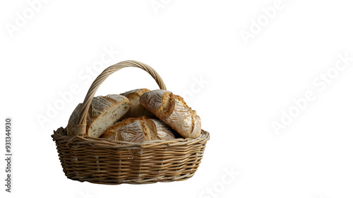 Breads in a basket isolated on white background