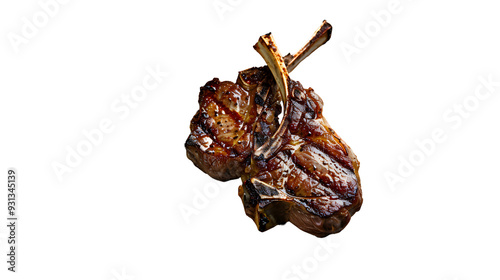 Grilled lamb chops isolated on white background