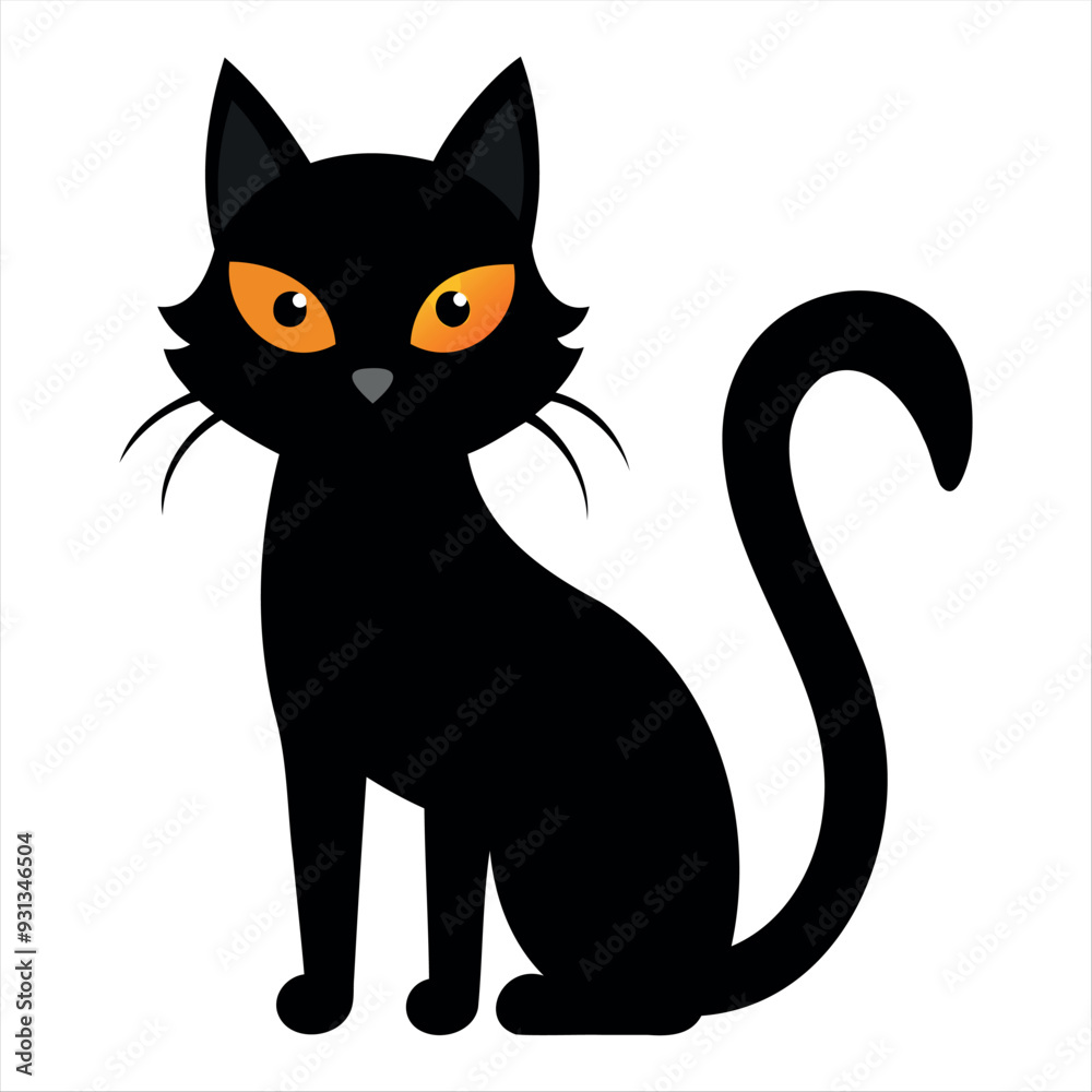 Horror black cat silhouette for Halloween design isolated on a white background Horror black cat silhouette for Halloween design isolated on a white background