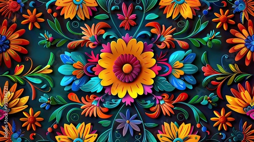 Wallpaper Mural Brightly colored floral decorations celebrate Mexican holidays and vibrant fiestas Torontodigital.ca