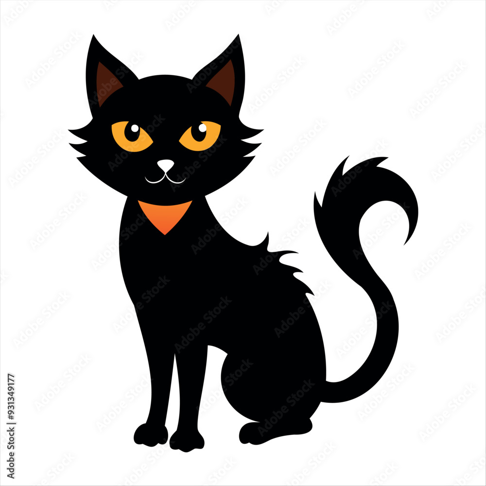 Horror black cat silhouette for Halloween design isolated on a white background Horror black cat silhouette for Halloween design isolated on a white background