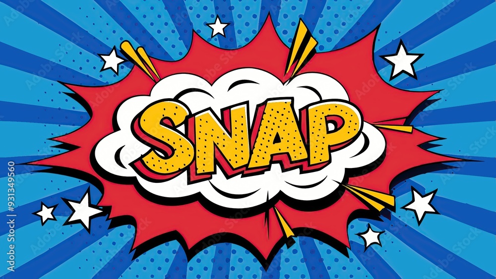 Fototapeta premium Colorful comic book style explosion with the word snap