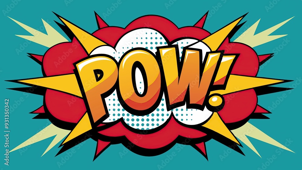 Naklejka premium Colorful cartoon comic book style pop art with pow text