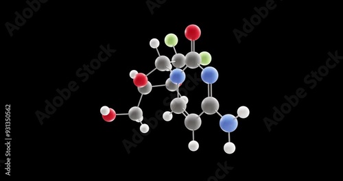 Gemcitabine molecule, rotating 3D model of chemotherapy medication, looped video on a black background photo