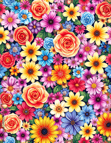 seamless background with flowers