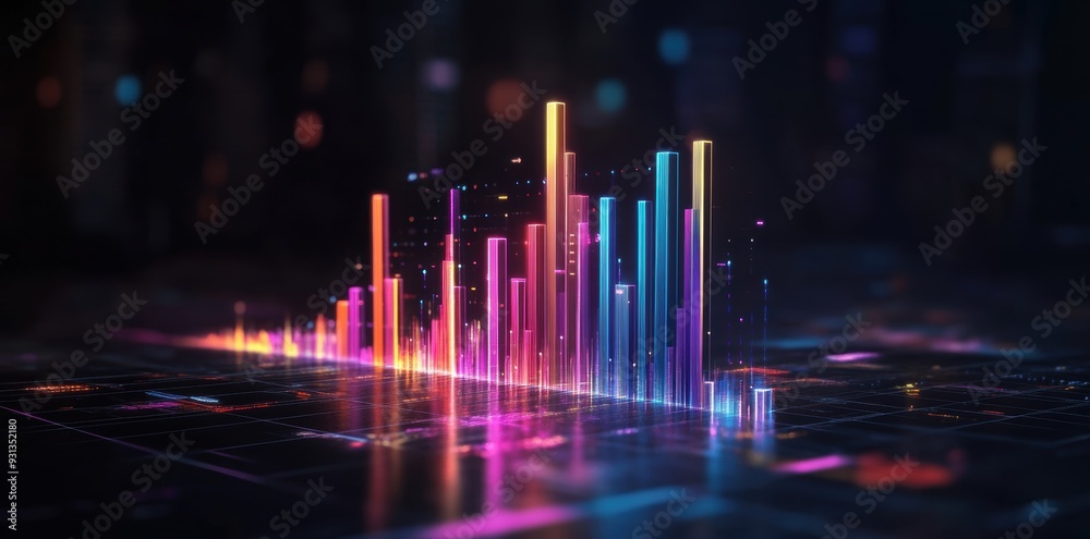 An abstract bar graph featuring a skewed axis and non-linear data distribution An abstract bar graph featuring a skewed axis and non-linear data distribution