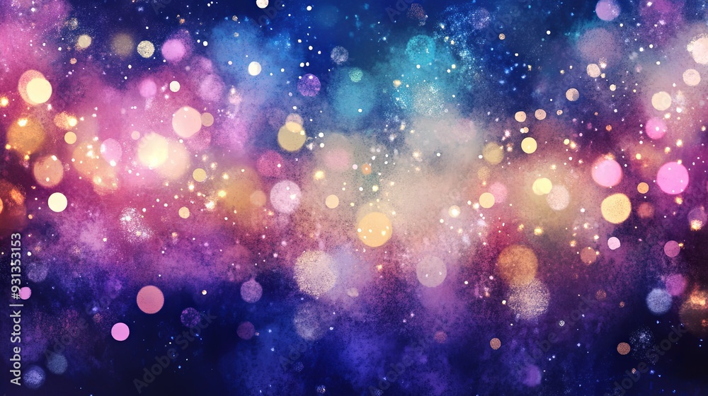 A colorful, abstract painting of a galaxy with many small, bright dots A colorful, abstract painting of a galaxy with many small, bright dots