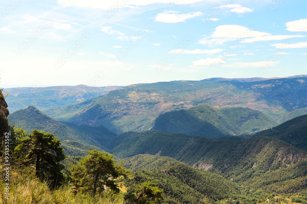 Naklejka premium Montagnes du sud de la France vu depuis le sommet du mont Vial à 1600 mètre d'altitude