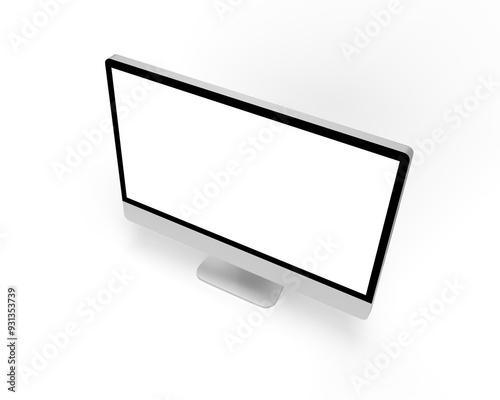 Computer screen mockup isolated on white