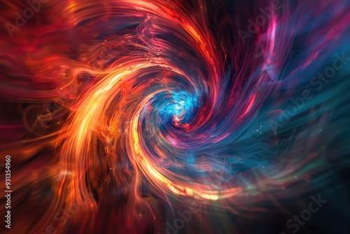 A holographic tornado, swirling with vibrant colors and dynamic motion.