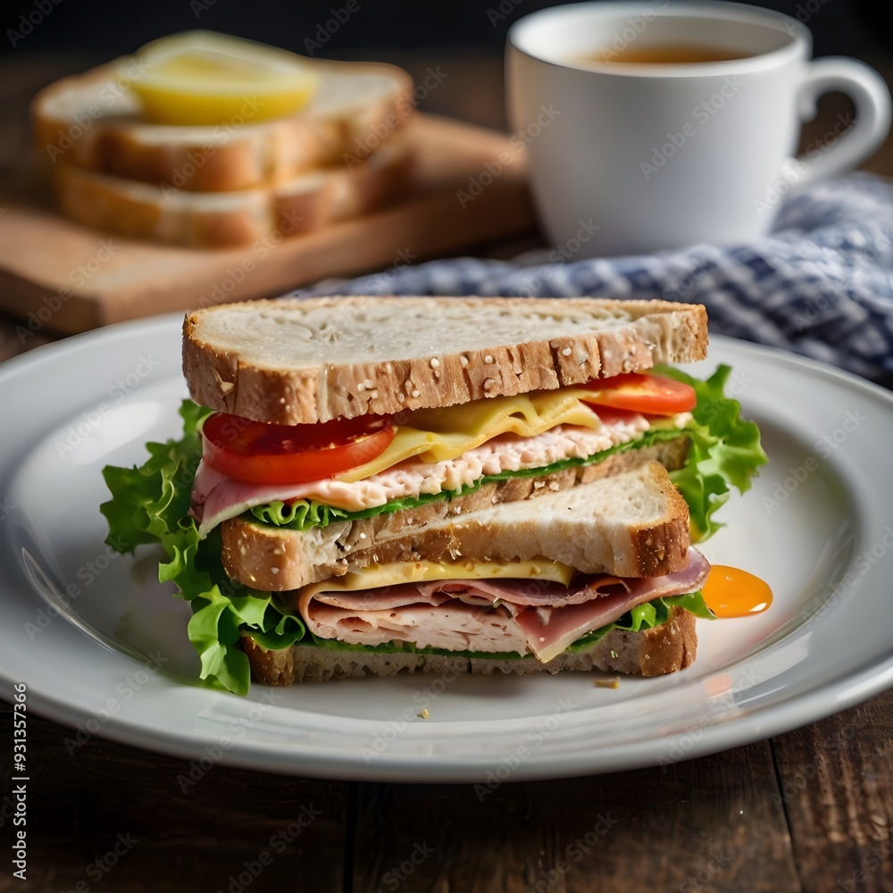 sandwich with ham and vegetables sandwich with ham and vegetables