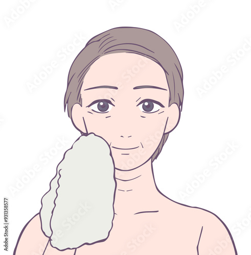ミドル女性の上半身、ビューティーイラスト