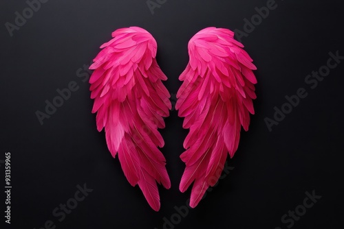 Stunning pink wings on a dark background, resembling angelic imagery for creative and whimsical design projects.