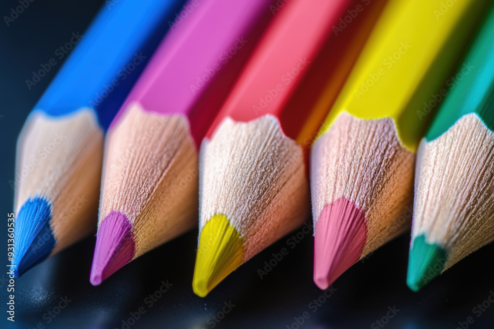 Vibrant pencils arranged in row