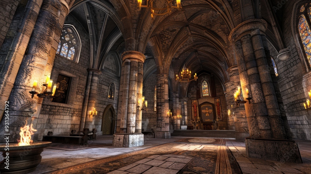 Envision a medieval castle brought to life in 3D. The towering stone walls, intricate tapestries, and flickering torches create an immersive historical setting. Envision a medieval castle brought to life in 3D. The towering stone walls, intricate tapestries, and flickering torches create an immersive historical setting.
