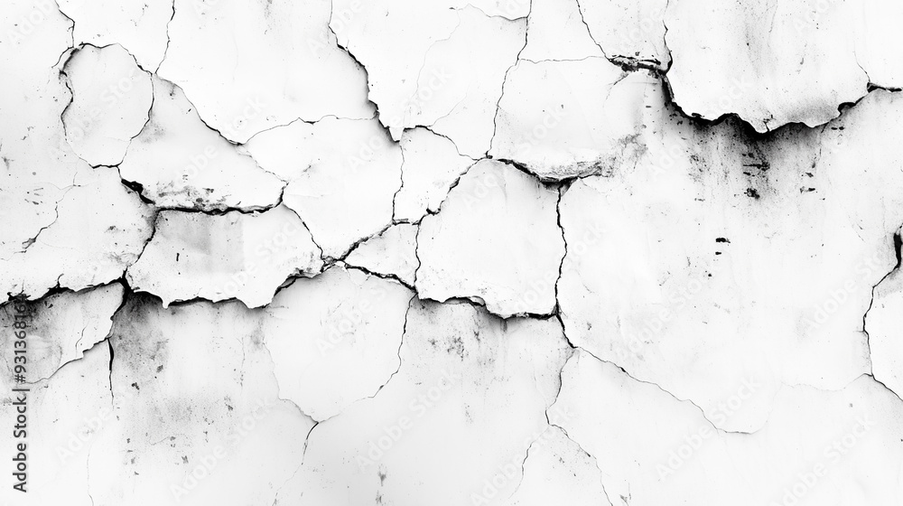 Obraz premium White cracked texture. 